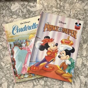 Vintage 90's Disney Cinderella & The Prince and the Pauper Hardcover Books Lot